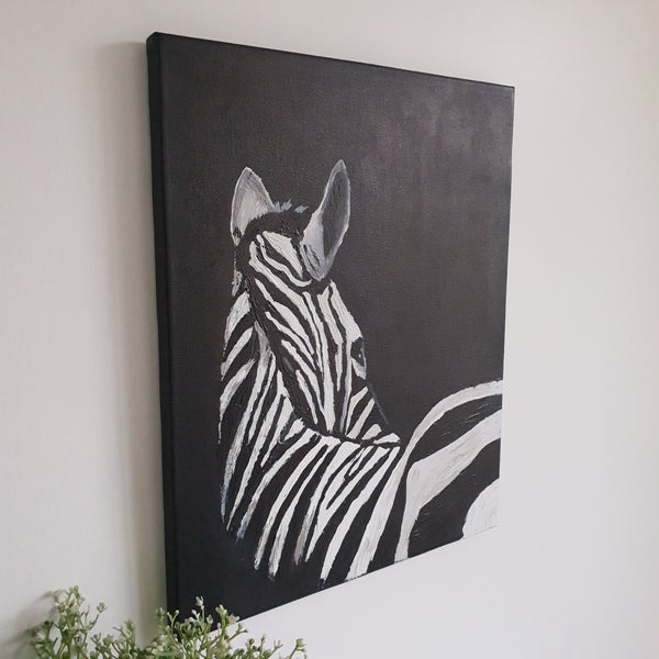 Load image into Gallery viewer, &#39;Striped Beauty&#39; Zebra Canvas Stretched Wall Painting
