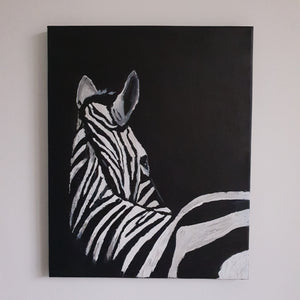 'Striped Beauty' Zebra Canvas Stretched Wall Painting