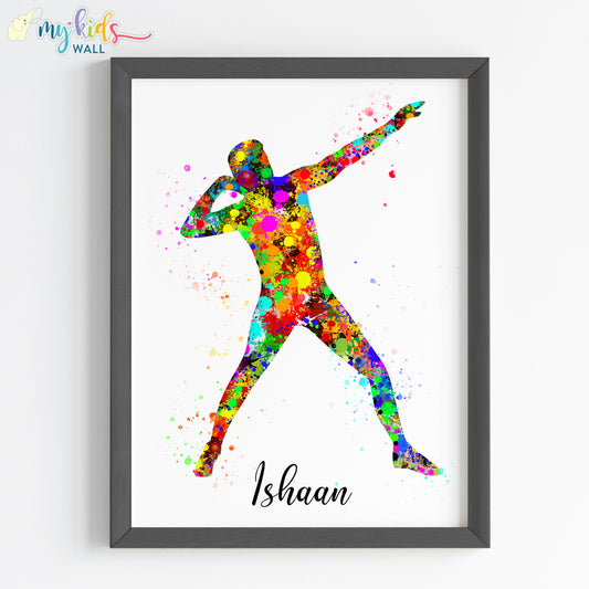 Shot Put Player Personalized Wall Art (Framed)