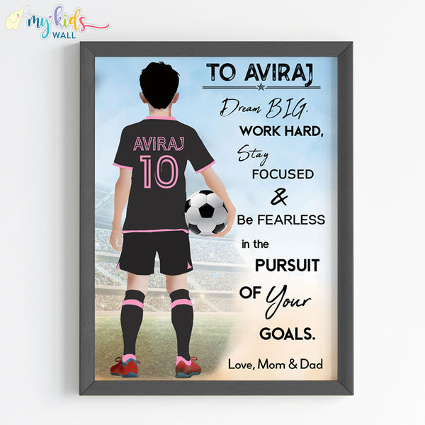 Load image into Gallery viewer, &#39;Football Player&#39; Personalized Motivational Multicolor Wall Art (Framed)

