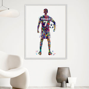 'Football Player' Personalized Wall Art (Big Frame)