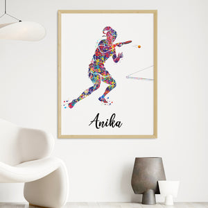 'Table Tennis Player Girl' Personalised Wall Art (Big Frame)
