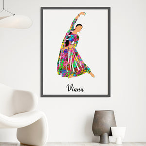 'Kathak Dancer' Personalized Wall Art (Big Framed)