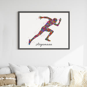 'Running Athlete' Personalized Wall Art (Big Frame)