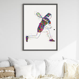 'Squash Player' Girl Personalized Wall Art (Big Frame)
