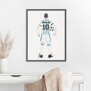 'Football Player' Personalized Wall Art (Big Frame)