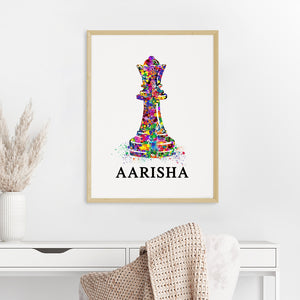 'Chess Queen' Personalised Wall Art (Big Frame)