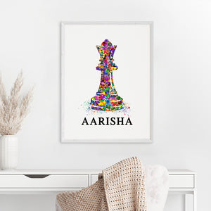 'Chess Queen' Personalised Wall Art (Big Frame)
