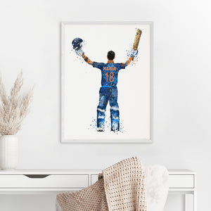 'Cricket Player' Personalised Wall Art (Big Frame)