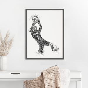 'Football Goalkeeper' Girl Personalized Wall Art (Big Frame)