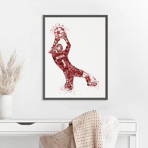 'Football Goalkeeper' Girl Personalized Wall Art (Big Frame)