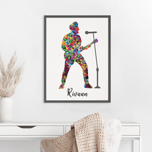'Rockstar Guitarist' Personalized Wall Art (Big Frame)