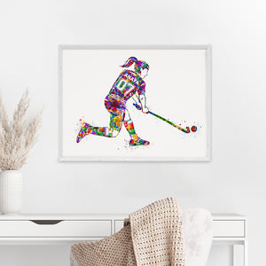 'Hockey Player' Girl Personalised Wall Art (Big Frame)