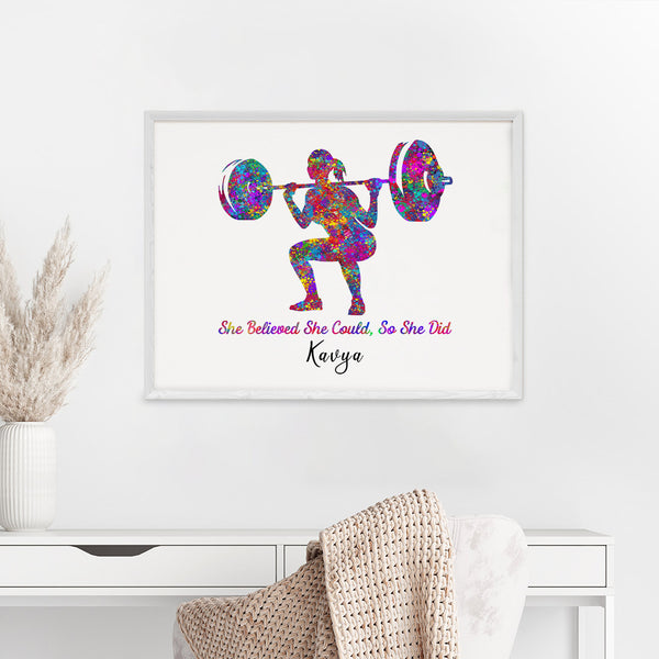 Load image into Gallery viewer, &#39;Weightlifter Girl&#39; Personalized Wall Art (Big Frame)
