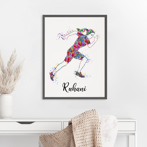 Load image into Gallery viewer, &#39;Athletic Runner&#39; Girl Personalised Wall Art (Big Frame)
