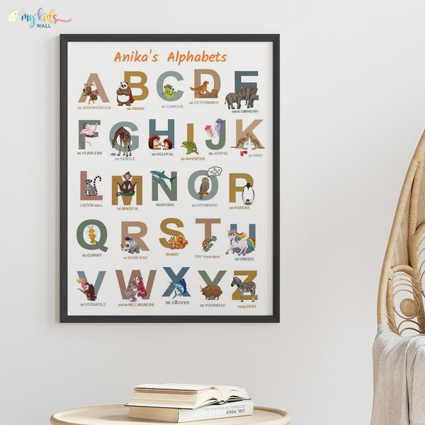 Load image into Gallery viewer, &#39;A to Z of Emotions&#39; Personalised Animal Wall Art (Big Frame)
