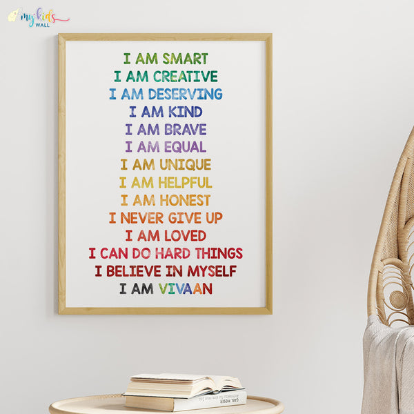 Load image into Gallery viewer, &#39;Daily Positive Affirmations&#39; Watercolor Personalized Wall Art (Big Frame)
