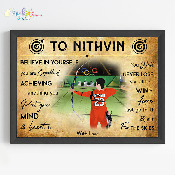 Load image into Gallery viewer, &#39;Archer Boy&#39; Personalized Motivational Wall Art (Framed)
