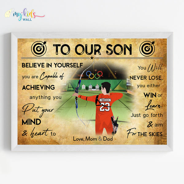 Load image into Gallery viewer, &#39;Archer Boy&#39; Personalized Motivational Wall Art (Framed)
