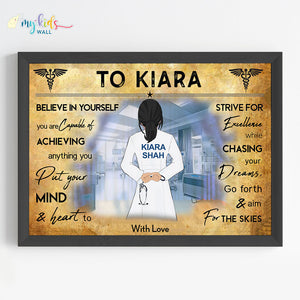 'Aspiring Doctor' Girl Personalized Motivational Wall Art (Framed)