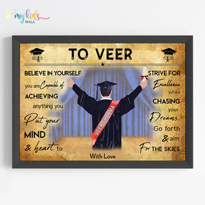 'Aspiring Professional' Graduate Boy Personalized Motivational Wall Art (Framed)