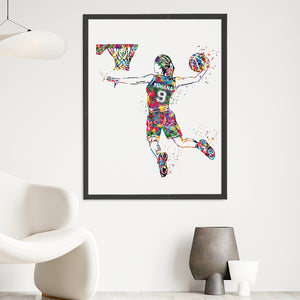'Basketball Player' Girl Dunk Personalised Wall Art (Big Frame)
