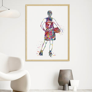 'Basketball Player' Girl Personalised Wall Art (Big Frame)