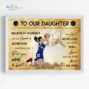 'Basketball Player' Girl Dunk Personalized Motivational Wall Art (Framed) New