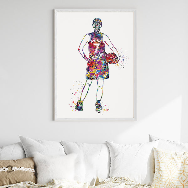 Load image into Gallery viewer, &#39;Basketball Player&#39; Girl Personalised Wall Art (Big Frame)
