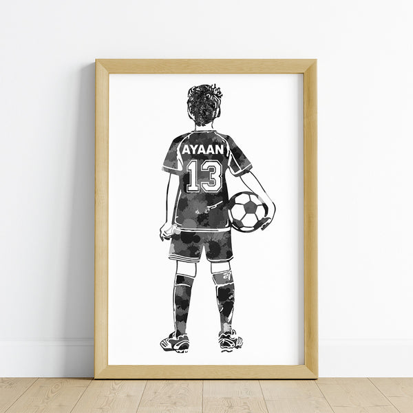Load image into Gallery viewer, &#39;Football Player&#39; Kid Personalised Wall Art (Framed)
