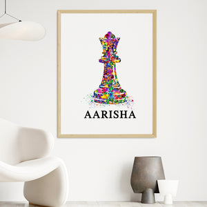 'Chess Queen' Personalised Wall Art (Big Frame)