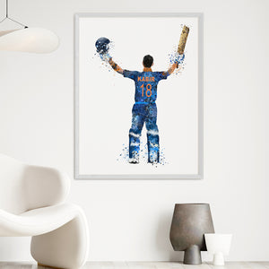 'Cricket Player' Personalised Wall Art (Big Frame)