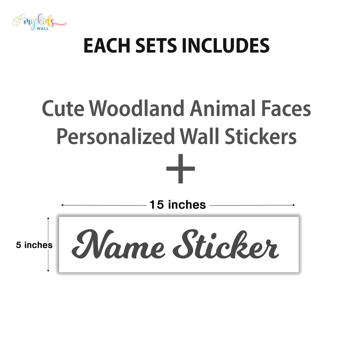 Cute Woodland Animal Faces Personalized Wall Stickers
