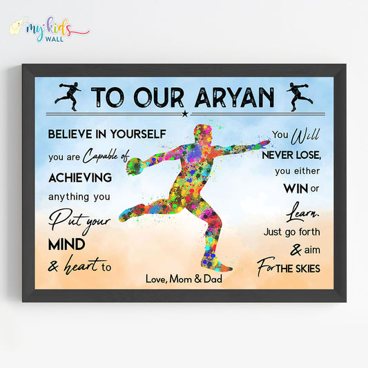 Discus Throw player Personalized Motivational Wall Art (Framed) New