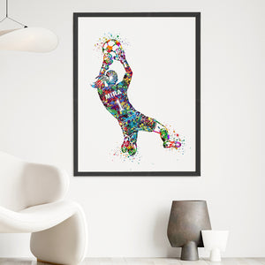 'Football Goalkeeper' Girl Personalized Wall Art (Big Frame)