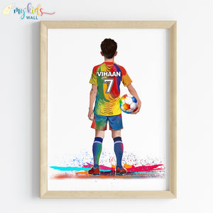 'Football Player' Personalized Multicolor Wall Art (Framed) New
