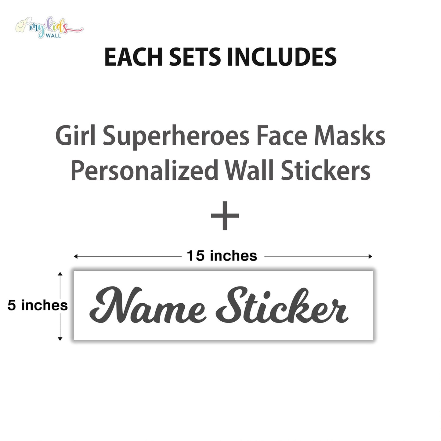 Girl Superheroes Face Masks Personalized Wall Stickers