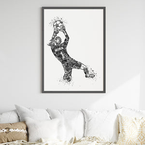 'Football Goalkeeper' Girl Personalized Wall Art (Big Frame)
