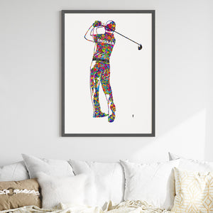'Golf Player' Personalized Wall Art (Big Frame)