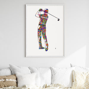 'Golf Player' Personalized Wall Art (Big Frame)