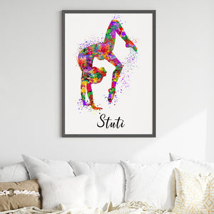 'Gymnastics Girl Tumbling' Personalised Wall Art (Big Frame)
