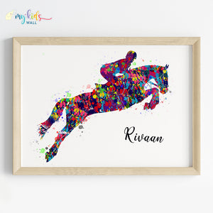 'Horse Rider' Multicolor Personalized Wall Art (Framed) New