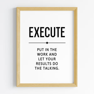 'Hustle Grind Execute' Wall Art (Framed)