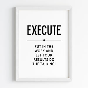 'Hustle Grind Execute' Wall Art (Framed)