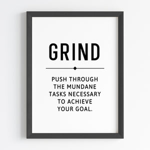 'Hustle Grind Execute' Wall Art (Framed)