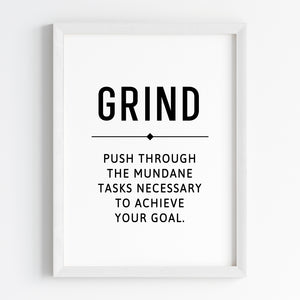 'Hustle Grind Execute' Wall Art (Framed)