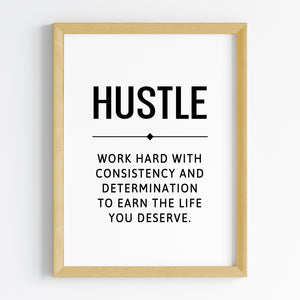 'Hustle Grind Execute' Wall Art (Framed)