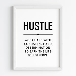 'Hustle Grind Execute' Wall Art (Framed)