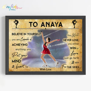 'Ice Skating Girl' Personalized Motivational Wall Art (Framed) New