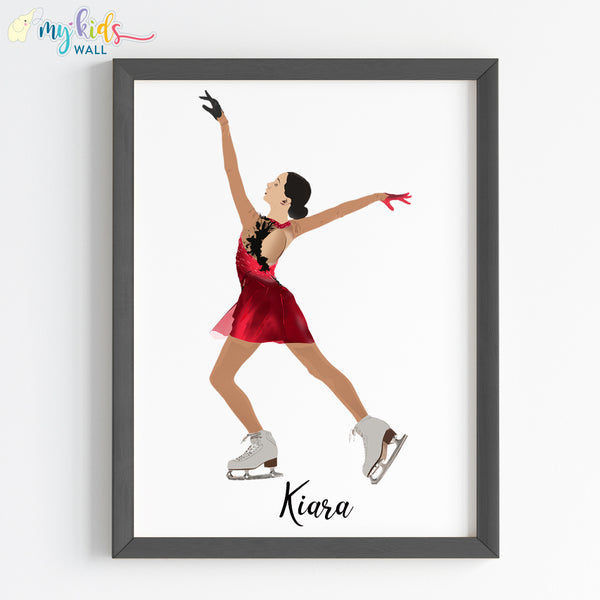 Load image into Gallery viewer, &#39;Ice Skating&#39; Girl Personalized Wall Art (Framed) New
